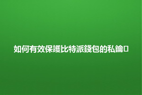 如何有效保護比特派錢包的私鑰🛡️💰