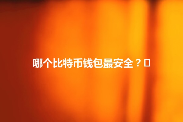 哪个比特币钱包最安全？🛡️💰