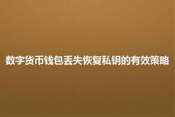 数字货币钱包丢失恢复私钥的有效策略💰🔑